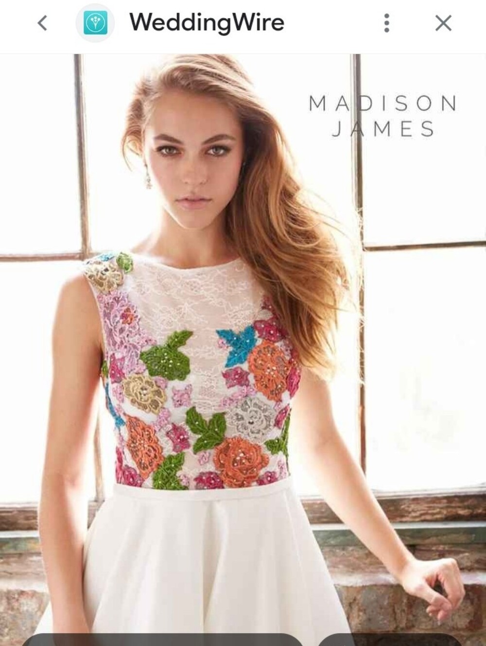 Madison James Sleeveless Lace Floral Bodice Wedding Dress - Picture 2 of 14
